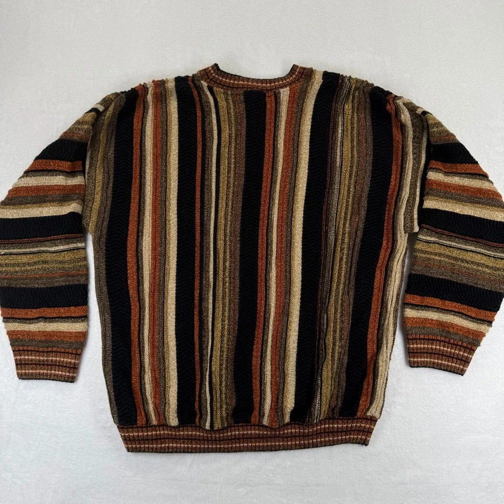 Vtg Pronto Uomo Men Striped Crew Neck Sweater‎ XXL Acrylic Knit Made in China